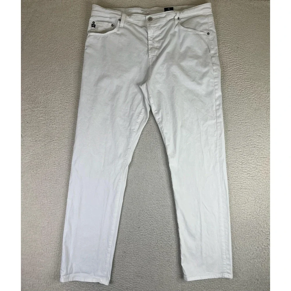 AG Adriano Goldschmied Jeans Mens 38x32 White Graduate Tailored Leg Stretch
